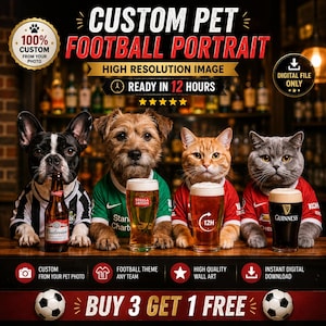 Custom Pet Football Portrait | Funny Dog Art Gift (Digital Download)