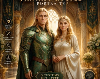Personalized Middle-Earth Inspired Couple Portrait | Custom Fantasy Art from Photo | Romantic Gift | Digital Download