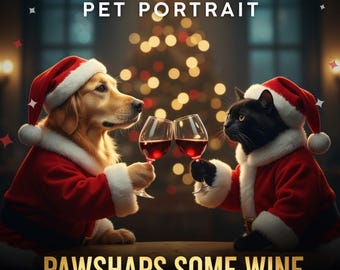 Custom Christmas Pet Portrait – Festive Dog & Cat Art (Digital Download)