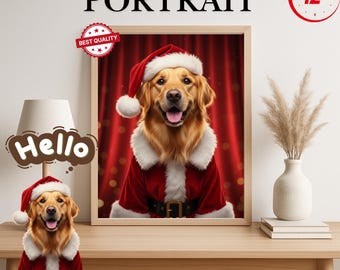 Custom Christmas Pet Portrait, Festive Holiday Illustration (Digital Download)