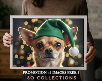 Custom Christmas Pet Portrait, Funny Holiday Pet Art (Digital Download)