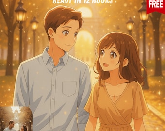 Custom Anime Couple Portrait | Personalized Illustration (Digital Download)