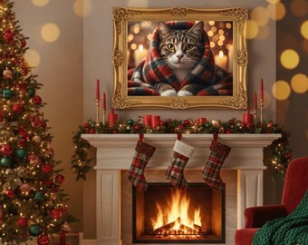 Personalized Christmas Pet Portrait, Funny Pet Wall Art (Digital Download)