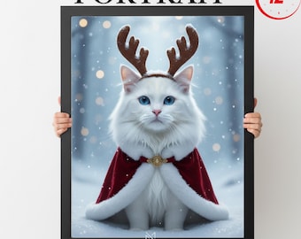 Custom Christmas Pet Portrait: Personalized Dog & Cat Illustration (Digital File)