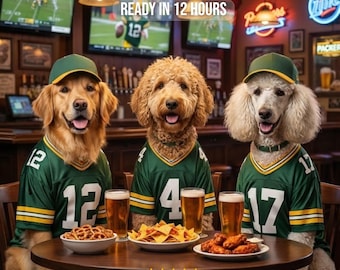 Custom Pet Football Portrait, Dog in Team Jersey, Personalized Pet Portrait From Photo, Sports Fan Gift, Digital Download
