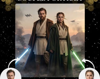 Couple Portrait from Photo | Custom Jedi Sith Love Art | Personalized Anniversary Gift | Digital Download