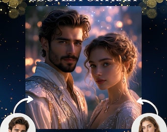 Custom Fantasy Couple Portrait from Photo | Romantic Cinematic Couple Art | Medieval Royal Style | Personalized Digital Artwork Gift
