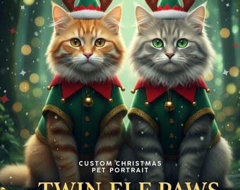 Custom Christmas Pet Portrait – Festive Santa Costume Illustration (Digital Download)