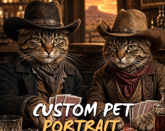 Custom Pet Portrait | Dogs Playing Poker | Personalized Dog Portrait from Photo | Funny Pet Wall Art | Digital Download