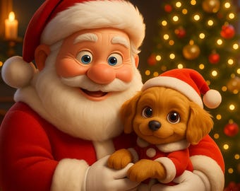 Cartoon Christmas Pet Portrait – Custom Disney Style (Digital Art)