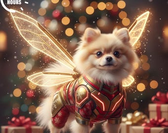 Custom Christmas Superhero Pet Portrait | Unique (Digital JPG/PNG File )