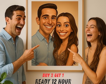 Custom Couple Caricature Portrait: Funny Anniversary Gift (Digital)