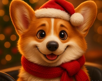 Custom Christmas Pet Portrait, Festive Dog Cat Art (Digital Download)