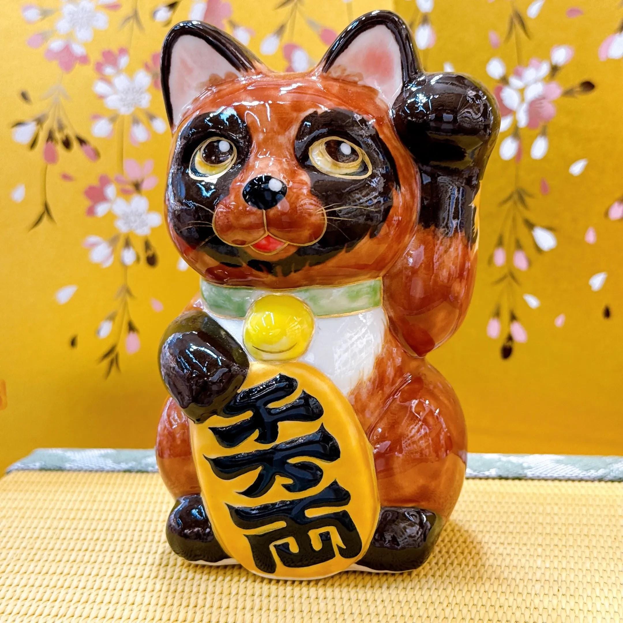 清水焼招き猫：花結晶釉を施した日本磁器の招き猫 - Etsy 日本