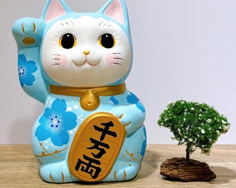 Maneki Neko Japanese Lucky Cat Tokoname Yaki Ware Japan White
