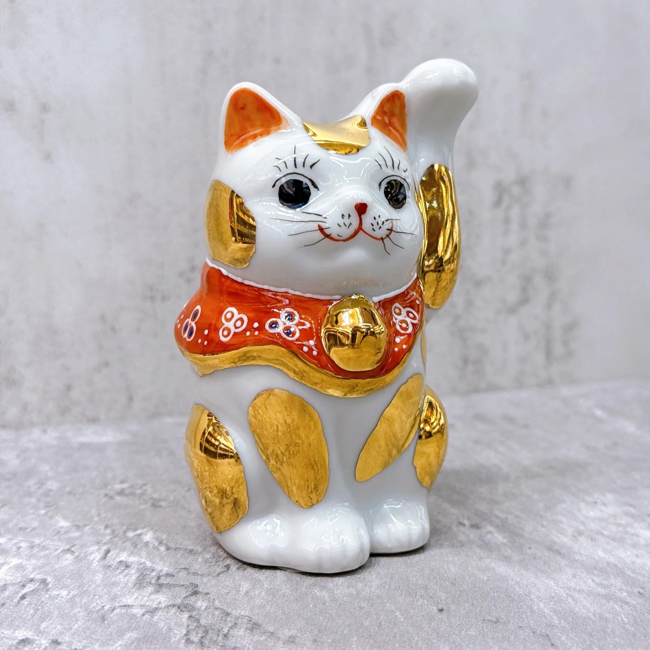 九谷焼 招き猫 花水晶付き招き猫 青九谷 4号 - Etsy 日本