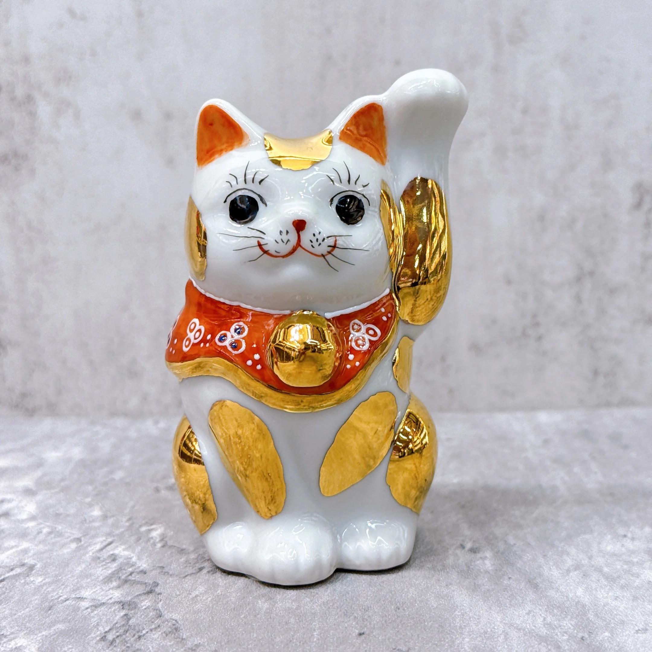九谷焼 招き猫 花水晶付き招き猫 青九谷 4号 - Etsy 日本