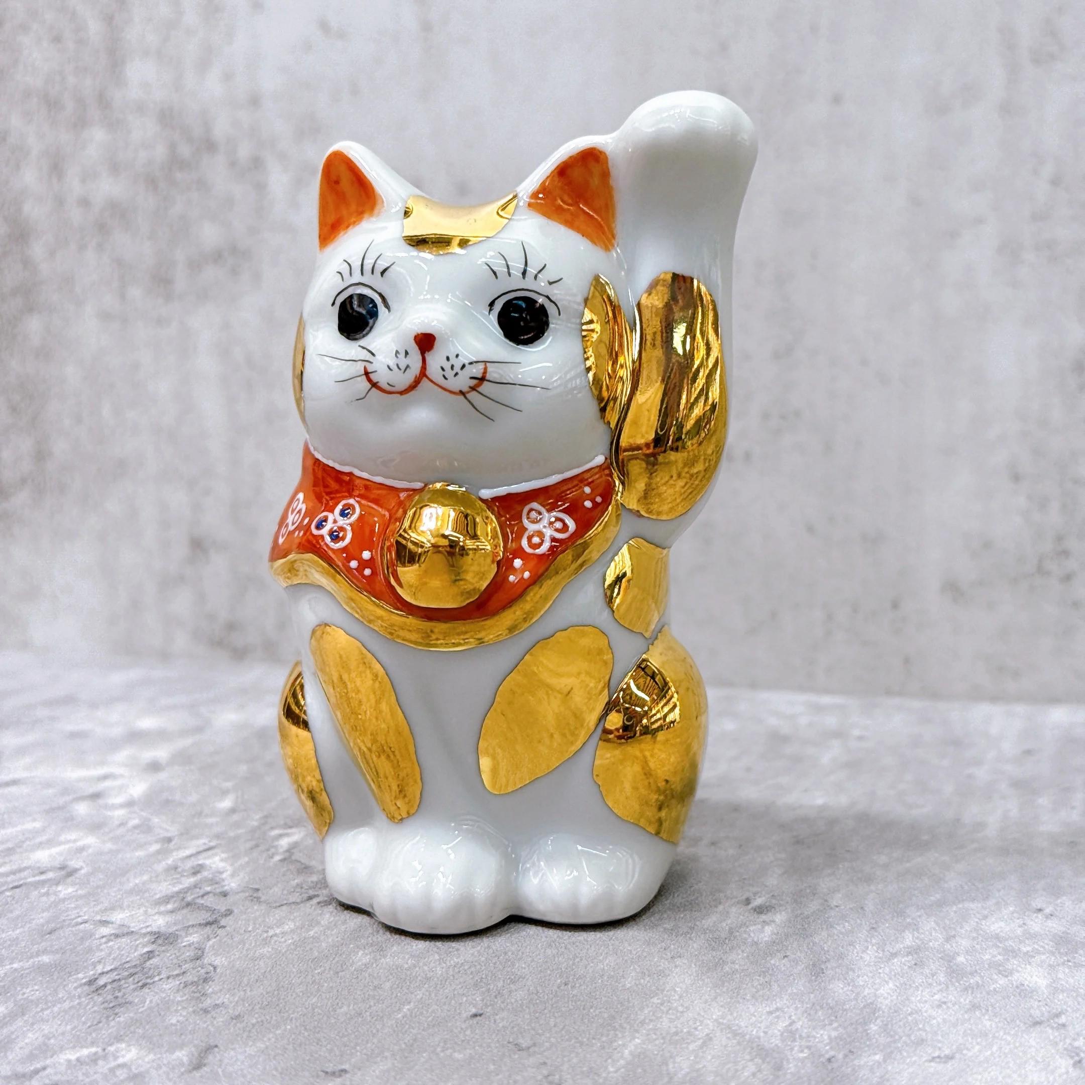 九谷焼 招き猫 花水晶付き招き猫 青九谷 4号 - Etsy 日本
