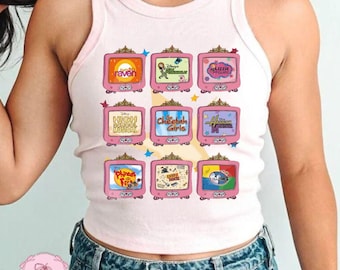 Retro Disney Channel Movie Television Crop Tank, Disney Channel  Baby Tee, Disney Channel High School Musical Hannah Montana Lizzie McGuire