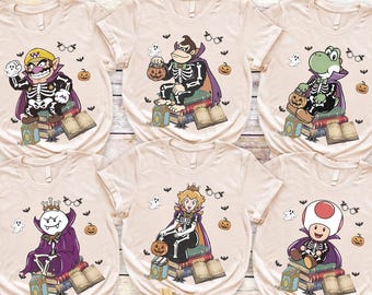 Super Mario Halloween shirt, Mario Luigi Peach Yoshi Skeleton Halloween Shirt, Universal Halloween Tee, Spooky Season shirt, Halloween gift