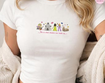 Embroidered Disney Lizzie McGuire Lace Trim Tank Top, Disney Channel Lizzie This Is What Dreams Are Made Of Embroidery Baby Tee Crop Tank