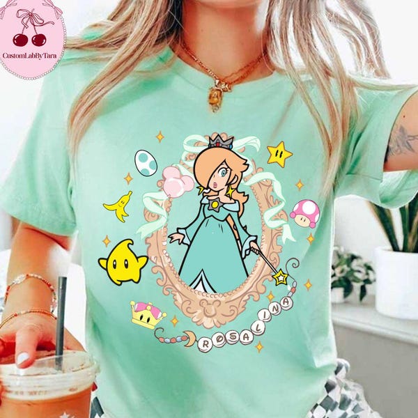 Camiseta de princesa Rosalina con lazo retro, camiseta de bebé Princesa Rosalina, camiseta Rosalina, top corto femenino Mario, camiseta Epic Universe, Universal