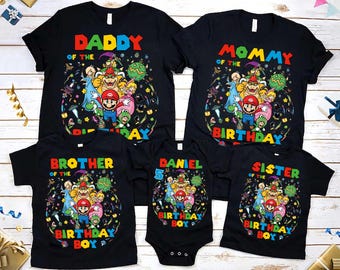 Custom Super Mario Galaxy Movie Birthday Shirt, Mario Bros Party Family, Mario Birthday Boy Tee, Epic Universe, Universal Studios Trip