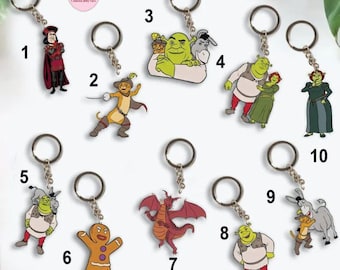 Personalized Shrek Keychain, Shrek Friends Keychain, Shrek Fan Gift, Shrek and Fiona Keychain,Doneky Keychain, Lord Farquaad Gingerbread Man
