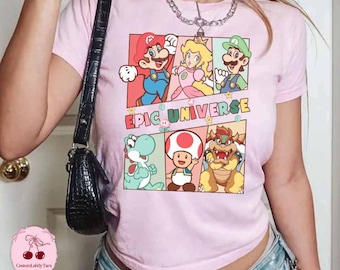 Comfort Colors Retro Epic Universe Shirt, Family Universe Park Trip 2026 shirt,  Orlando Park Epic Universe Baby Tee Crop Tank, Mario Shirt