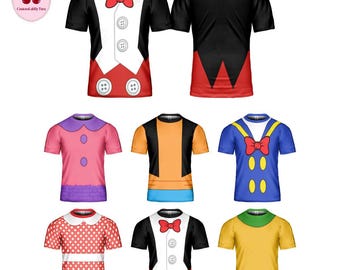 Wdw Mickey Minnie Donald Goofy Costume T-Shirt, Mickey Mouse Cosplay Costume Hoodie, Characters Cosplay Tee, Halloween All Over Print Tee