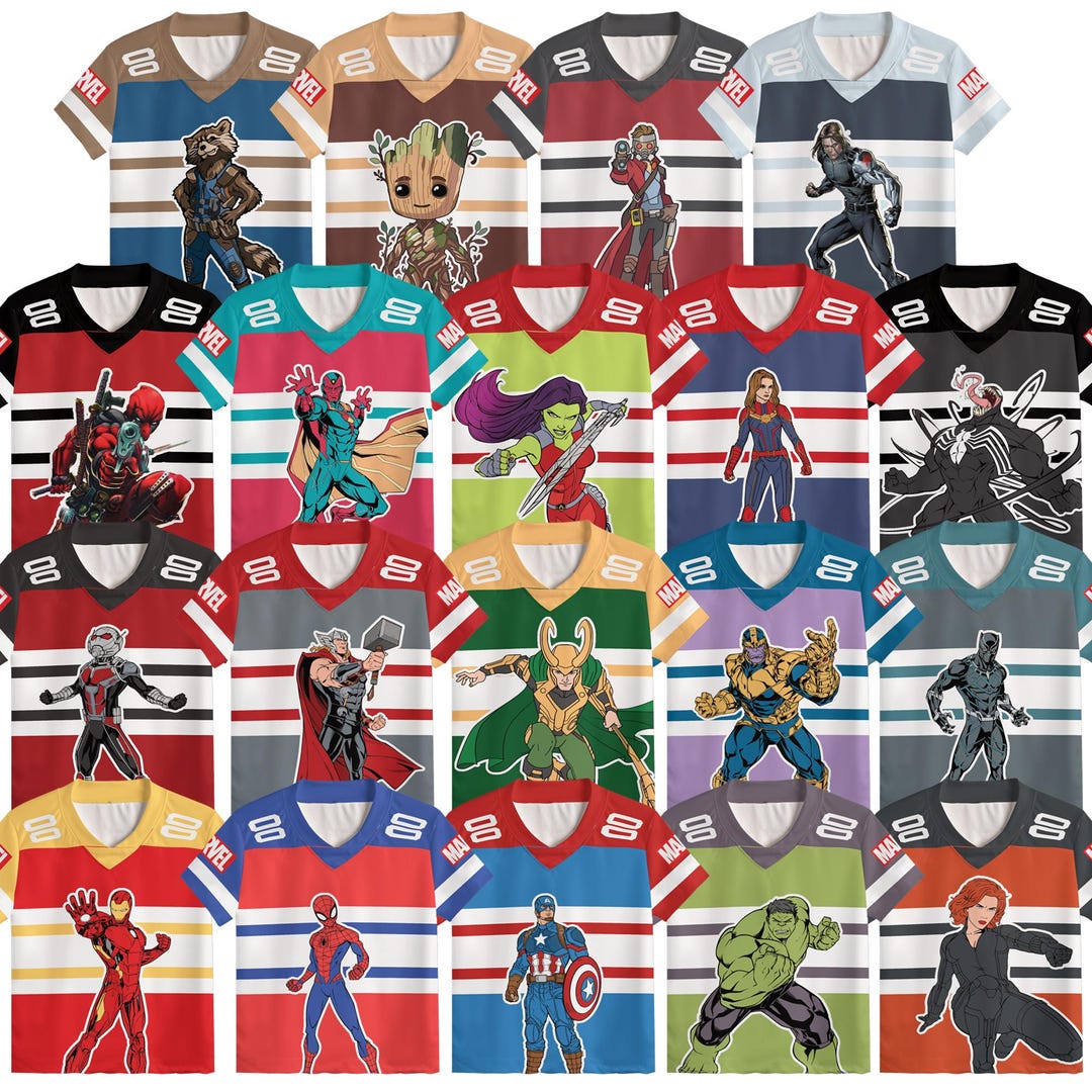 Personalized Marvel Avengers Football Jersey, Spiderman Hulk Thor Loki ...