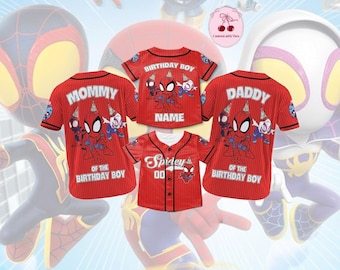 Personalized Spidey and His Amazing Friends Baseball Jersey, Spidey Birthday Boy Shirt, Miles Morales, Ghost Spider, Spiderman Birthday Tee