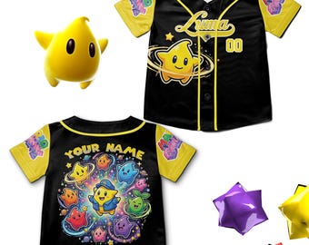 Custom Luma Galaxy Baseball Jersey, Personalized Mario Movie Fan Tee, Luma Star Jersey, Mario Birthday Shirt, Mario Gift, Mario 2026 Shirt