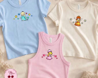 Super Mario Girly Baby Tee, Princess Peach Daisy Rosalina Shirt, Mario Croptank, Birthday Gift for Girls, Mario Women's Shirt, Epic Universe