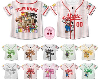 Personalized Epic Universe 2026 Family Trip Shirt, Epic Universe Baseball Jerseys, Universal Studios Family Vacation, Mario Princess Peach