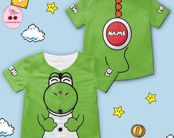 Custom Yoshi Baseball Jersey, Personalized Mario Family Matching Shirt, Universal Studios Super Mario Tee, Yoshi Epic Universe  Shirt