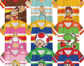 Personalized Super Mario Football Jersey, Mario Family Matching 2026 Shirts, Super Mario Birthday, Luigi Yoshi Toad Bowser Princess Peach