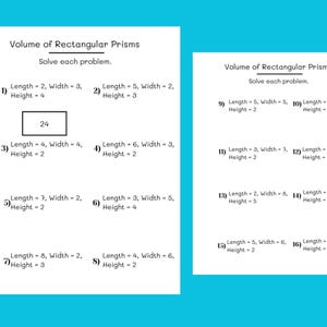 5th Grade Volume of Rectangular Prisms Worksheet | Printable Math Practice PDF