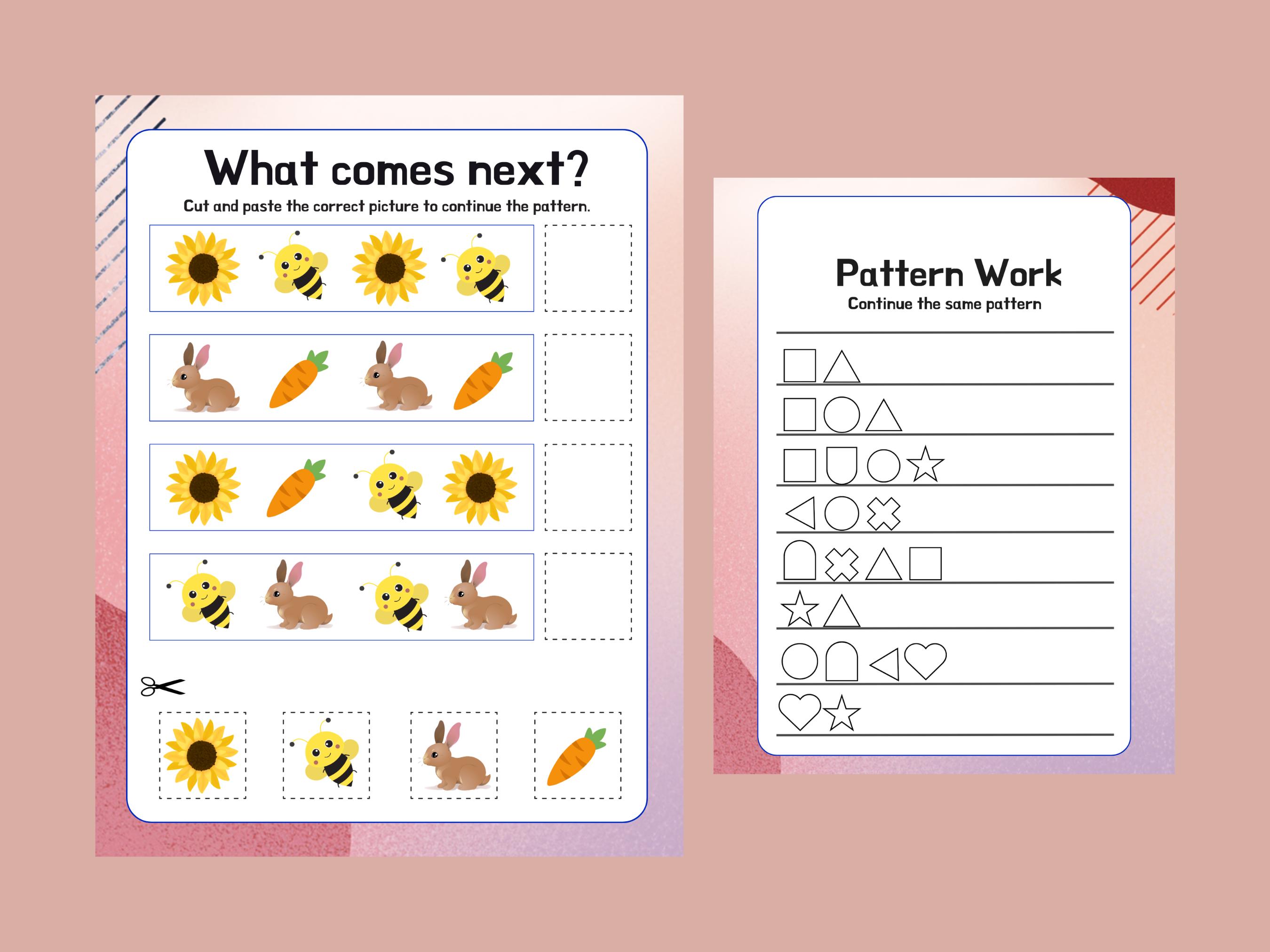 Preschool Pattern Worksheets Printable | Cut and Paste & Alphabet ...