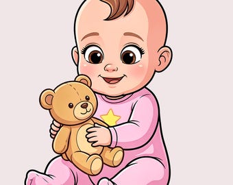 女の子の赤ちゃんのクリップアートバンドルPNG、保育園のアート、ベビーシャワーの装飾