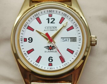 Refurbished citizen automatic caliber 8600 21 jewel watch gold plated strap