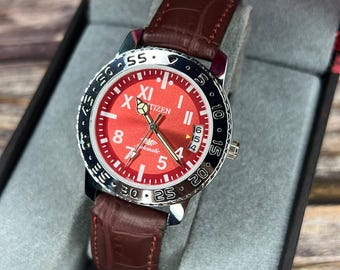 BOÎTE MONTRE CITIZEN Crystron LC Original Quartz Montre Case Marron EUR