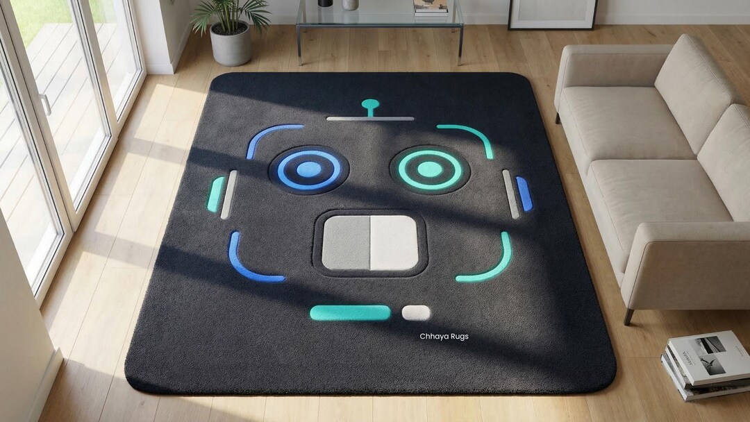 Smart Home Rugs Robot Face Area Rug | Futuristic Tech Carpets | Modern Gaming Rugs - Etsy