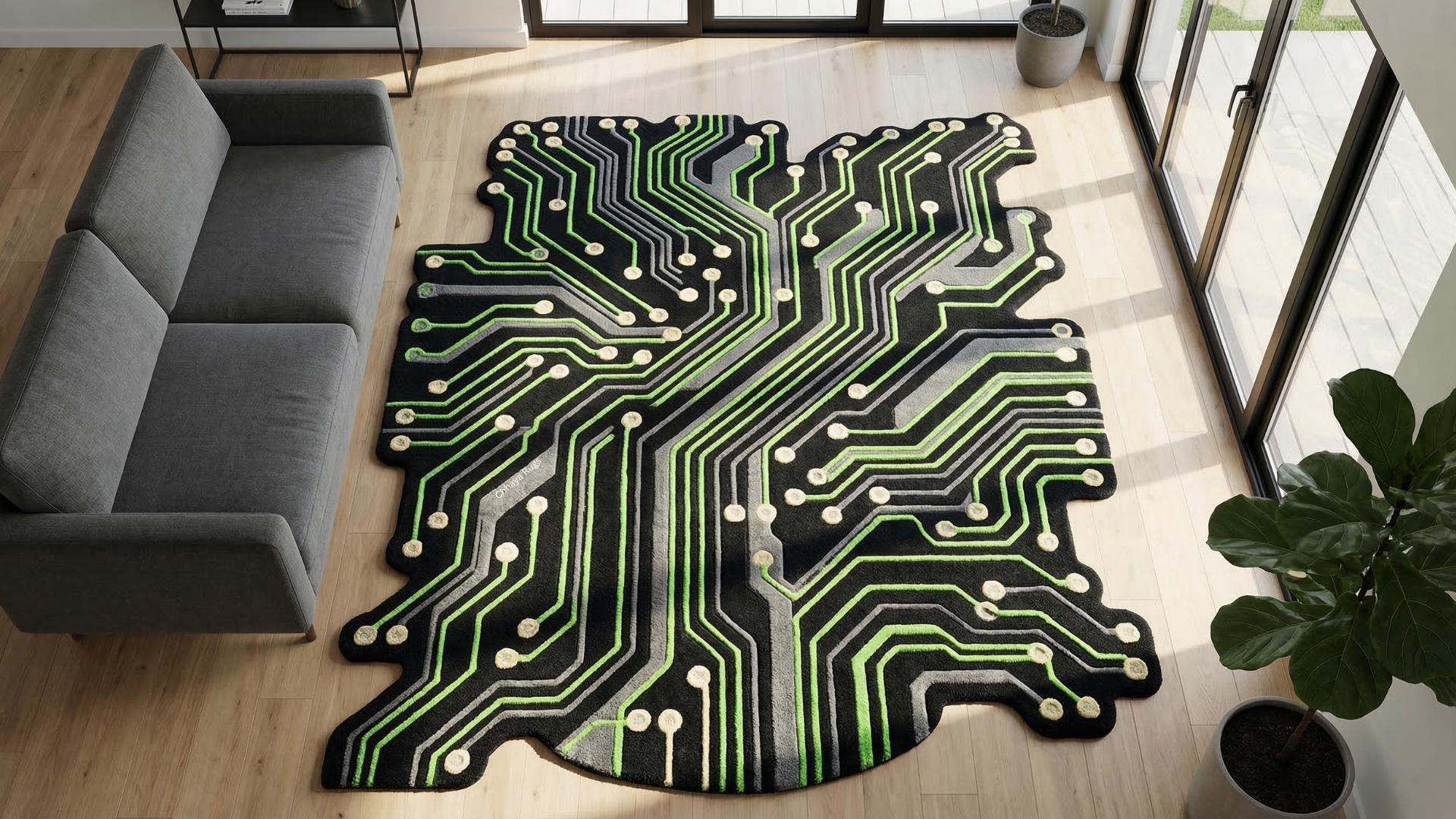 Technology Rug Circuit Board Rug | Tech Gaming Room Large Area Rug 8x10 | Modern ...