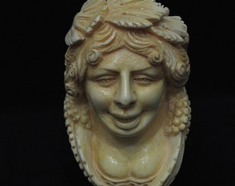 Lady Bacchante in Vineyard Block Meerschaum Pipe Full Bent Big Bowl Patina 8523 Father's Day