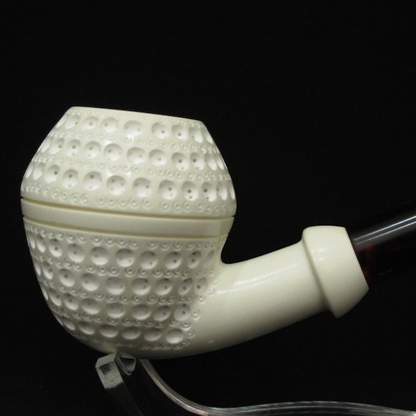 Rhodesian Bulldog Lattice Meerschaum Pipe Écume de Mer Pfeife PipA New Tobacco Smoking Pipes Hand Made Hand Carved  w Case Stand Pouch