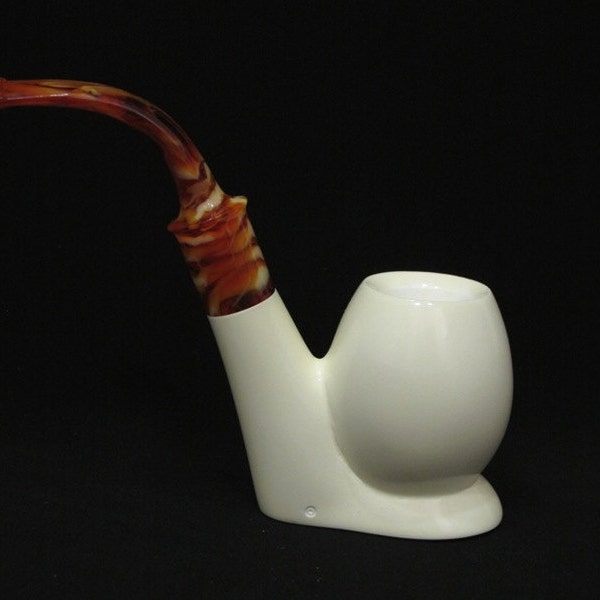 Smooth Full Bent Meerschaum Pipe Big Bowl Freehand New Pipes Hand Made