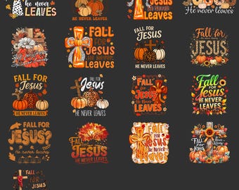 Fall For Jesus PNG - Christian Pumpkin Autumn Sublimation Clipart, Bible Verse Faith Humor Artwork Digital Download