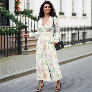 chinese dress ladies Floral Maxi Dress with Long Sleeves - Helena main image 1