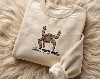 Embroidered Amaze Rocky Alien Sweatshirt Project Hail Mary Inspired Design, Amaze Amaze Amaze Embroidered, Funny Sci-Fi Quote Space